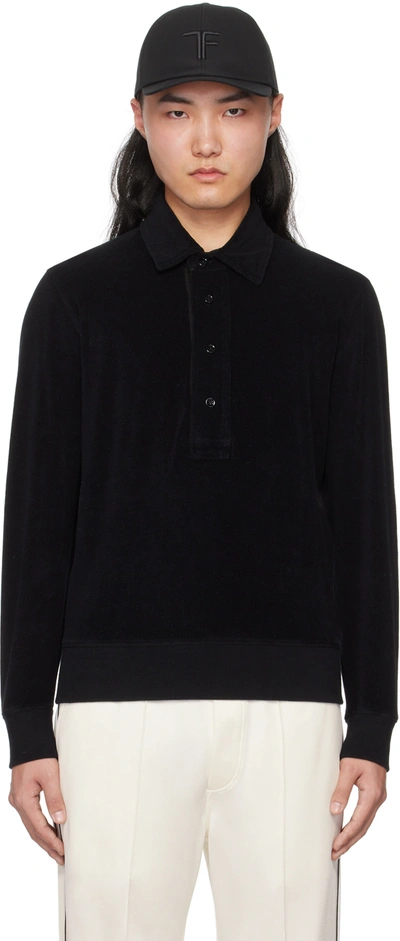 Tom Ford Black Towelling Polo