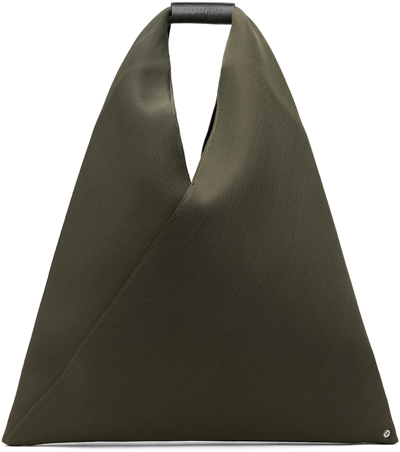 Mm6 Maison Margiela Khaki Classic Triangle Tote In T5187 Shark Grey