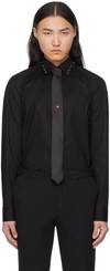 Hugo Slim-fit Shirt In Stretch Cotton With Studded Collar In Black