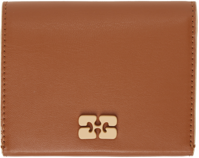 Ganni Brown Bou Wallet In 983 Caramel Cafe