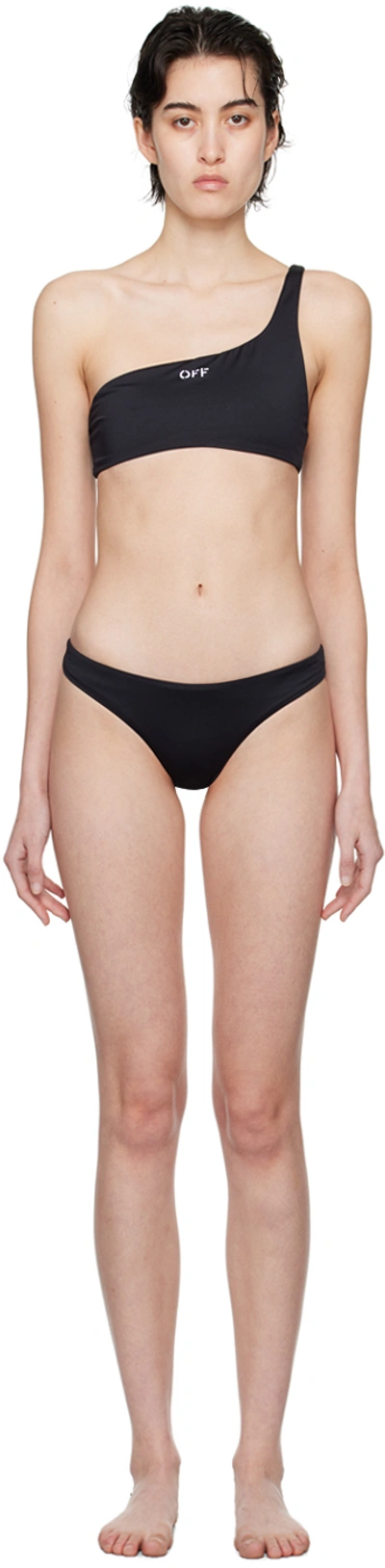 Off-white Off Stamp One Shoulder Bikini In Black