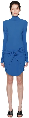 Off-white Twist-front Printed Jersey Mini Dress In Nautical Blue