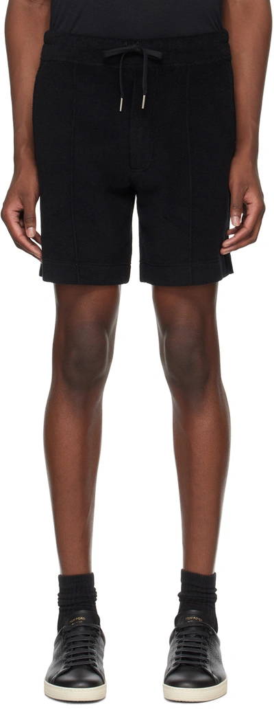 Tom Ford Black Towelling Shorts In 黑色