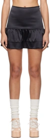 Ganni Double Satin Flounce Mini Skirt In 099 Black