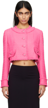Dolce & Gabbana Rachel Collarless Crop Tweed Jacket In F0758 Rosa 2