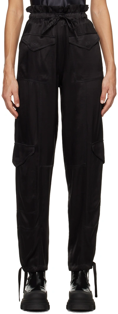 Ganni Black Relaxed Fit Trousers In 099 Black