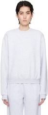 Skims Gray Cotton Fleece Classic Crewneck Sweatshirt In Light Heather Grey