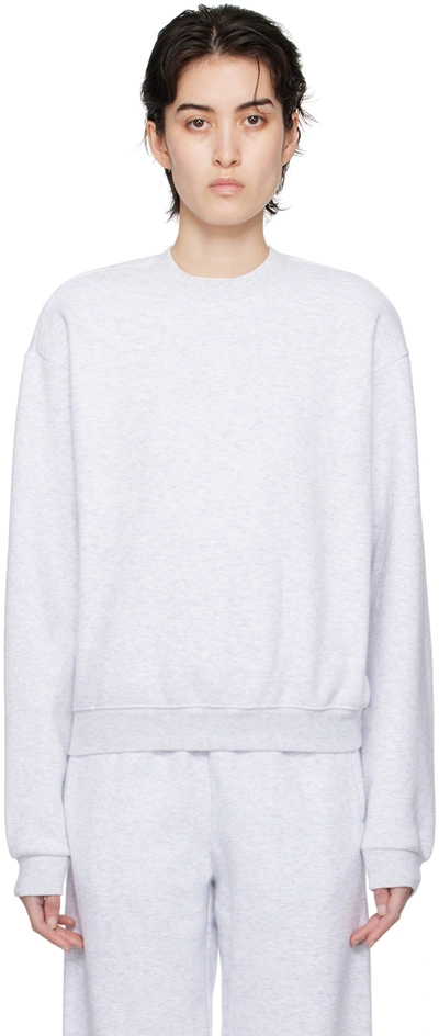 Skims Grey Cotton Fleece Classic Crewneck Sweatshirt In Light Heather Grey