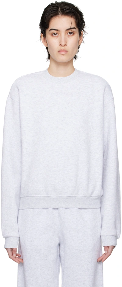 Skims Gray Cotton Fleece Classic Crewneck Sweatshirt In Grey