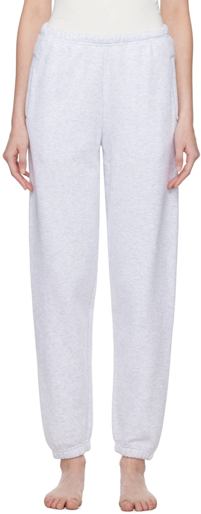 Skims Gray Cotton Fleece Classic Jogger Lounge Pants In Light Heather Grey