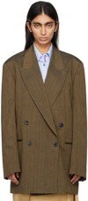 DRIES VAN NOTEN BROWN DOUBLE-BREASTED BLAZER