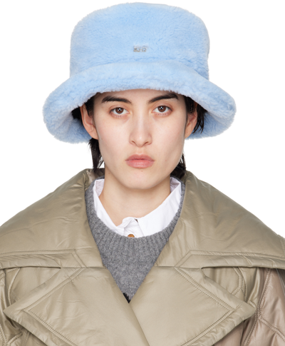 Ganni Blue Fluffy Tech Bucket Hat In 565 Light Blue Vinta