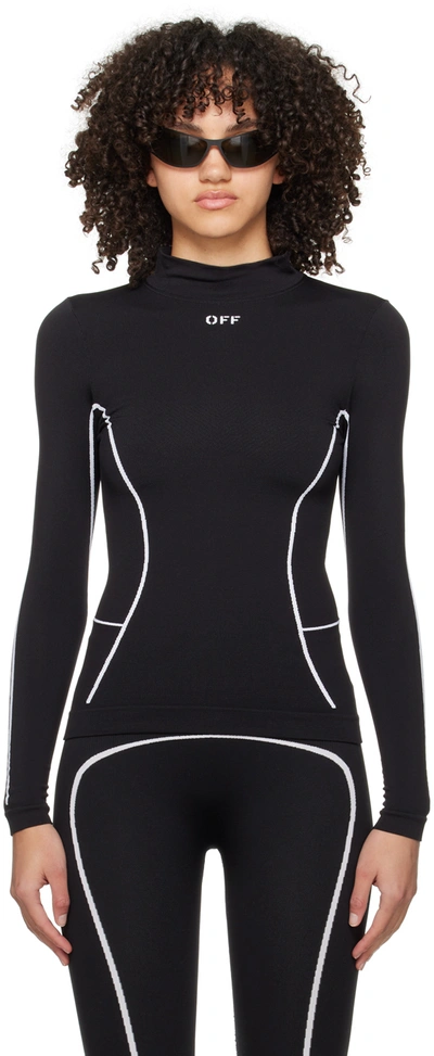 Off-white Black Seamless Long Sleeve Top In Black,white
