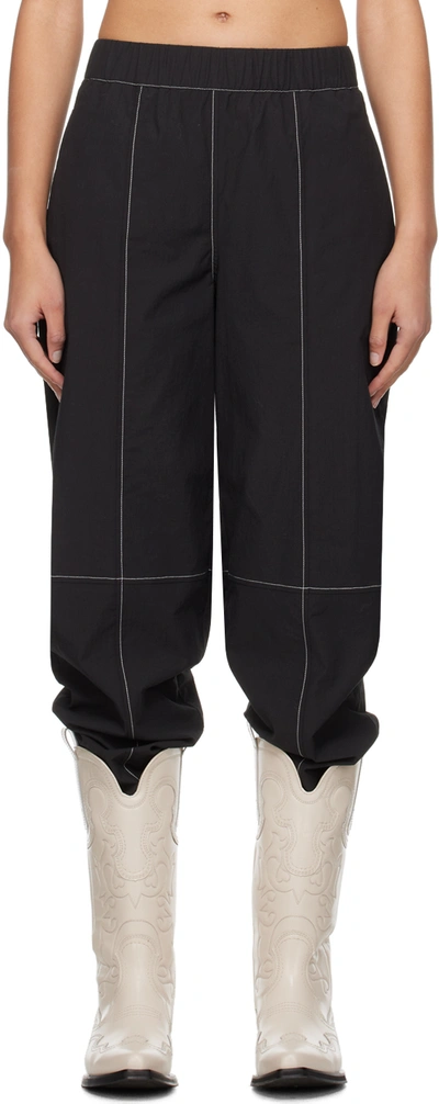 Ganni Black Curve Trousers In 099 Black