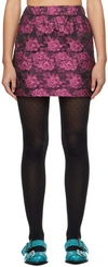 GANNI PINK & BLACK BOTANICAL JACQUARD MINISKIRT