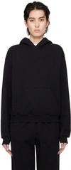 Skims Black Cotton Fleece Classic Hoodie In Onyx