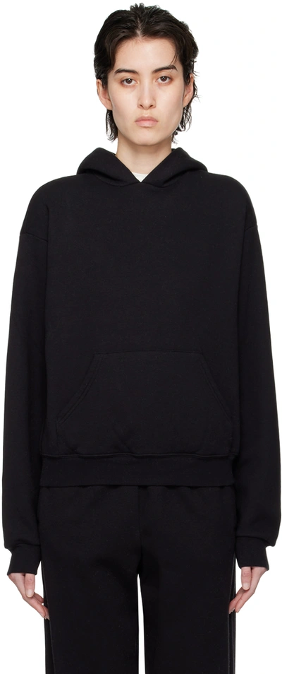 Skims Black Cotton Fleece Classic Hoodie In Onyx