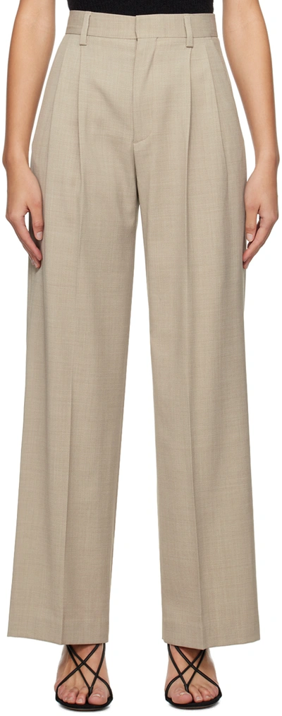 Filippa K Beige Darcey Trousers In 29 Sage Melange