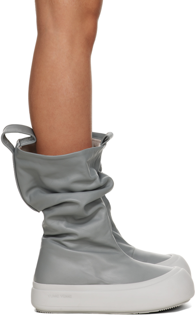 Yume Yume Gray Low Fisherman Boots In Steel Leather