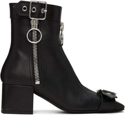 Courrèges Low Heels Ankle Boots In Black Leather