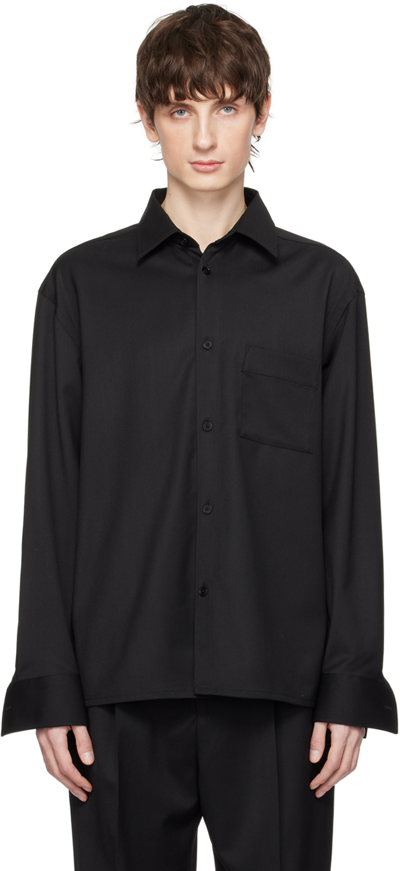 Filippa K Wool Twill Shirt In Black