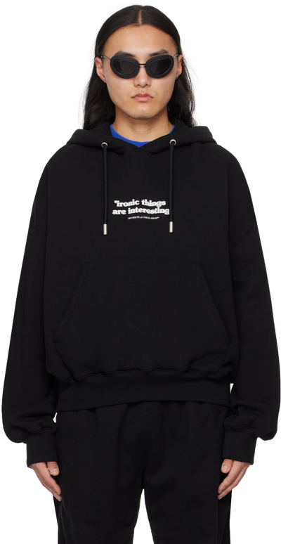 Off-white Black Ironic Quote Hoodie In Black White