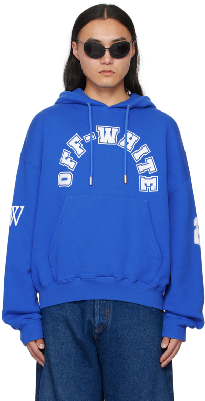 Off-white Printed Cotton-jersey Hoodie In Blue