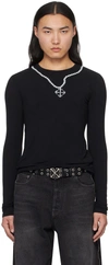 Off-white Black Printed Long Sleeve T-shirt In Black White