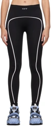 Off-white Logo-embroidered Seamless Performance Leggings In Black White
