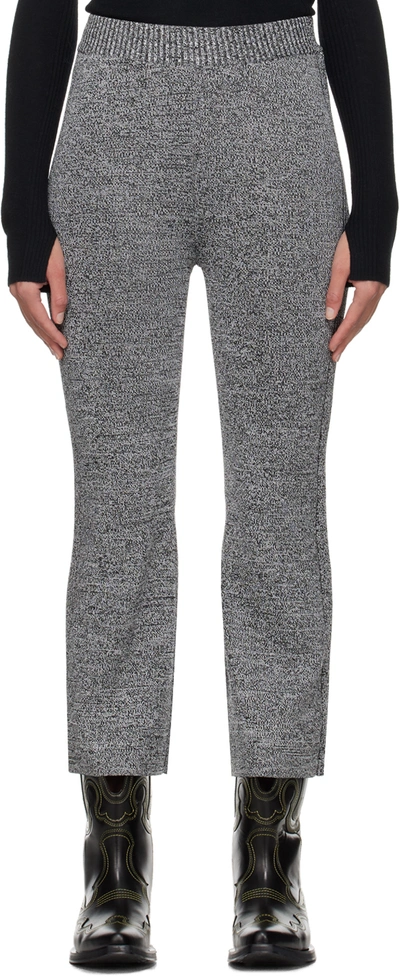 Ganni Stretch Knit Cropped Pants In Grey