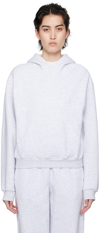 Skims Cotton Blend Fleece Hoodie In Light Heather Grey