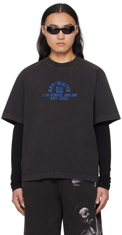 Off-white Logo-print Cotton-jersey T-shirt In Gray