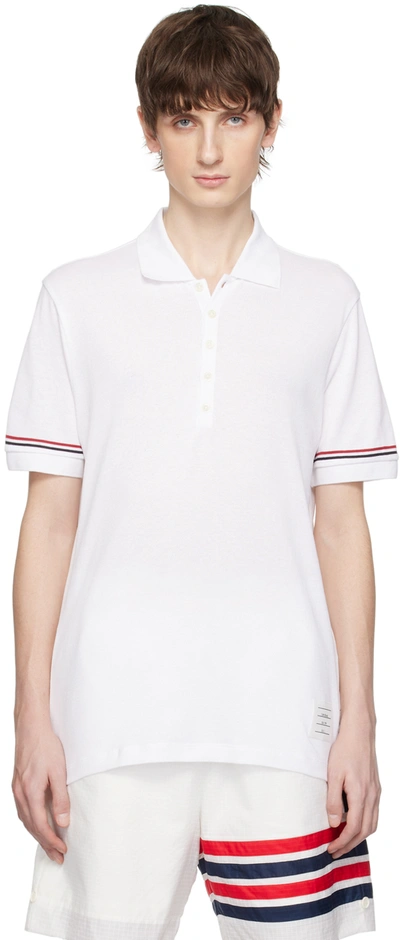 Thom Browne White Patch Polo In 100 White
