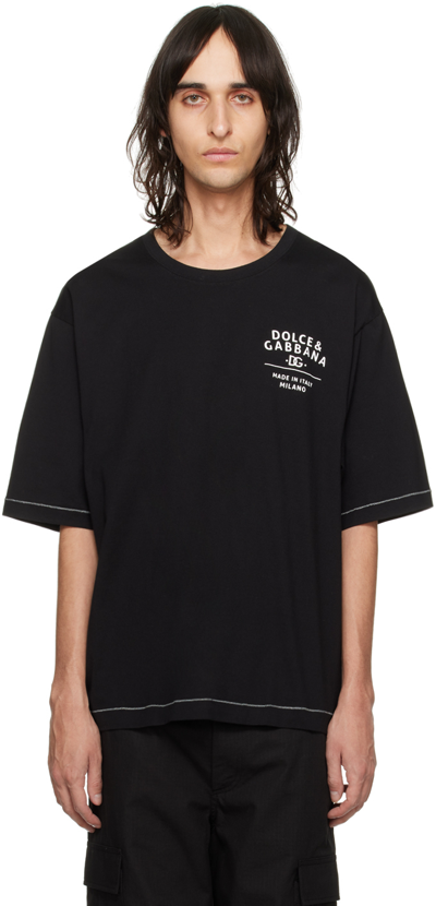 Dolce & Gabbana Black Printed T-shirt In Nero