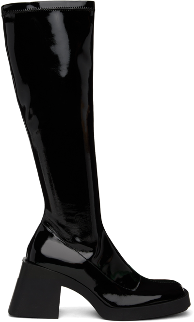 Justine Clenquet Black Chloë High Boots In Black Vinyl