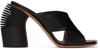 Off-white Leather Criss Cross Spring Mules With Statement Heel 10 Cm In Black
