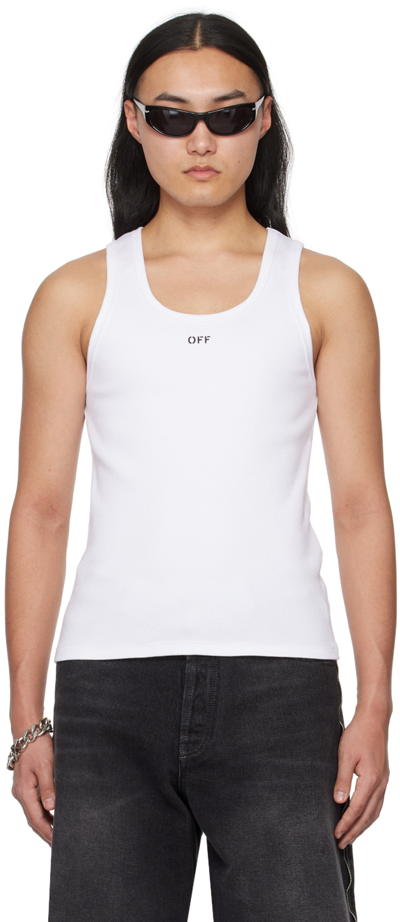 Off-white White Printed Tank Top In White Black