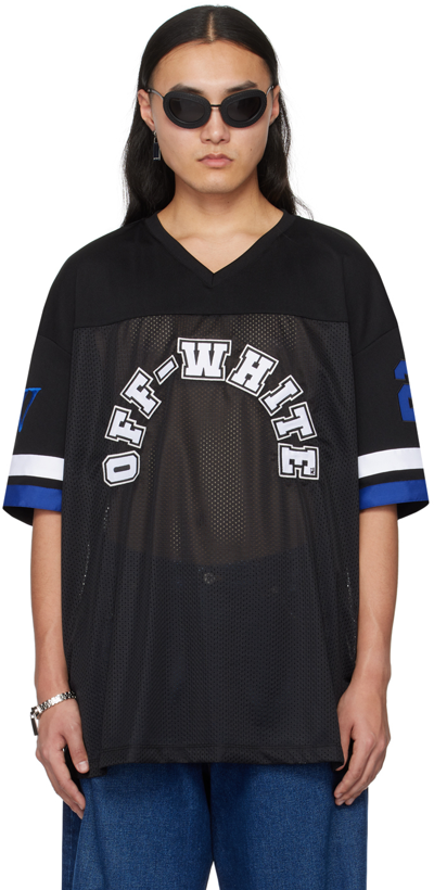 Off-white Off White Football T Shirt With Patches In Black White