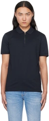 Hugo Boss Zipped-placket Cotton Polo Shirt In Black
