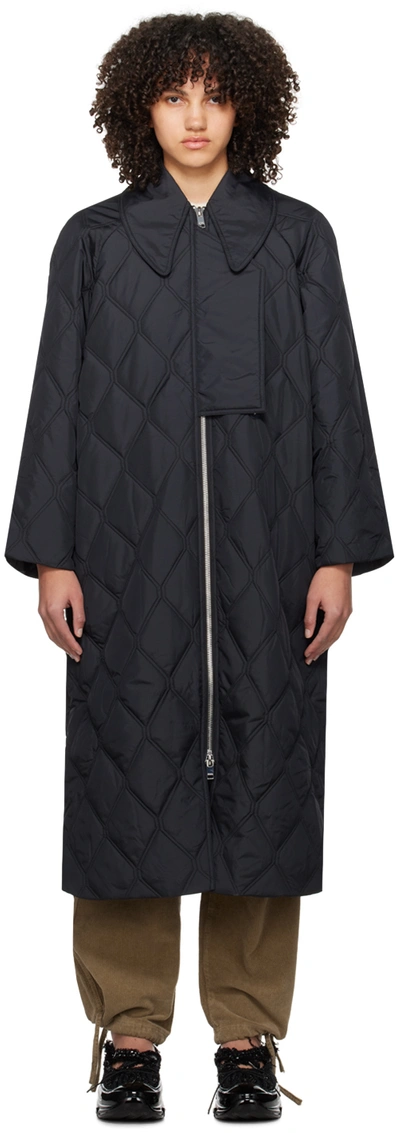GANNI BLACK QUILT COAT