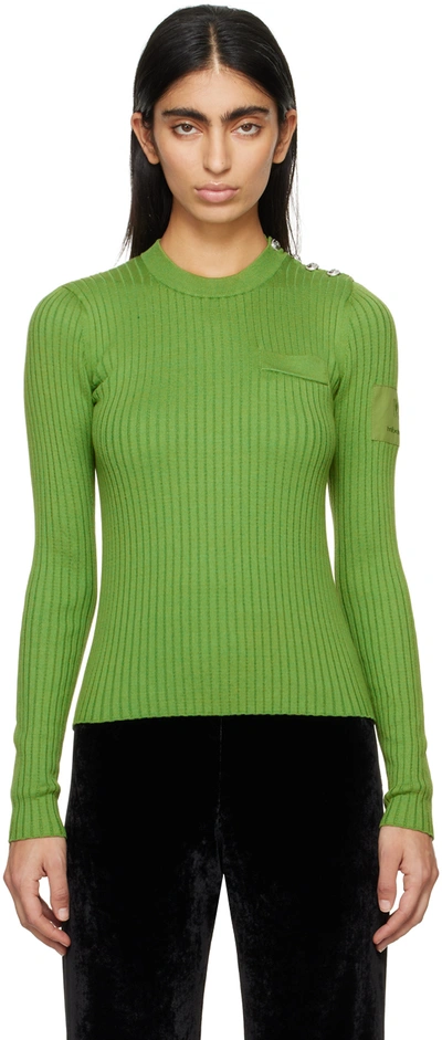 Rabanne Green Crewneck Sweater In P395 Neo Kaki