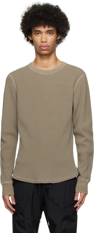 John Elliott Khaki Thermal Long Sleeve T-shirt In Washed Oak