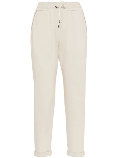 Brunello Cucinelli Cropped Track Pants In Neutrals