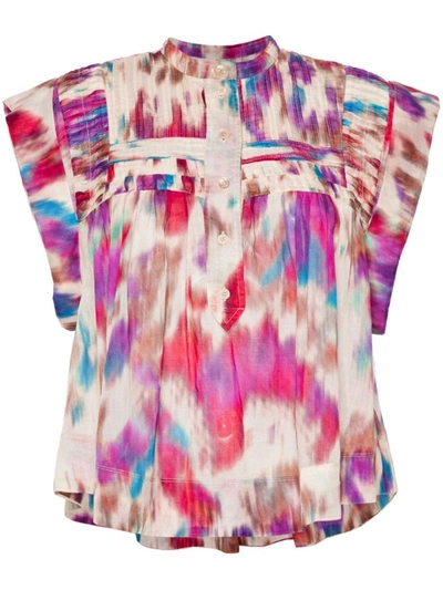 Isabel Marant Étoile Biologic Cotton Top With Multicolor Print In Multicolour