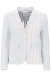 Thom Browne Patchwork Striped Cropped Blazer In Multicolor