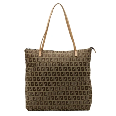 Fendi Zucchino Brown Canvas Tote Bag ()