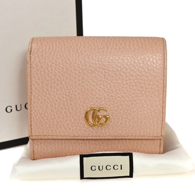 Gucci Gg Marmont Pink Leather Wallet  ()