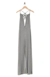 Go Couture Low-v Halter Jumpsuit In Charcoal