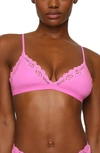 Skims Fits Everybody Lace Trim Triangle Bralette In Neon Orchid