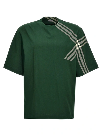 Burberry Check Sleeve Cotton T-shirt In Green